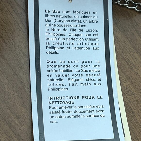 Le Sac For Kultura Small Woven Natural Fibre Hard Case Purse Silver Chain Strap - Picture 9 of 13